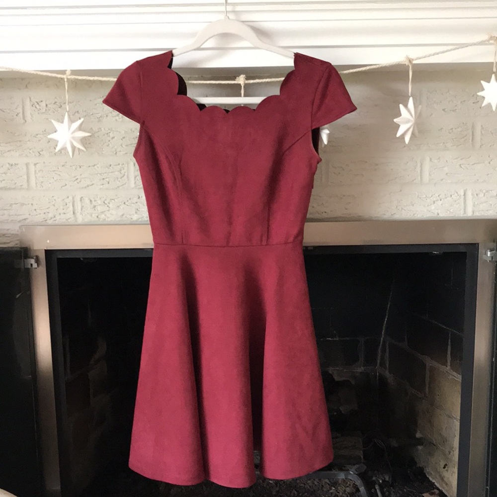 Lulu’s suede scalloped flirty dress